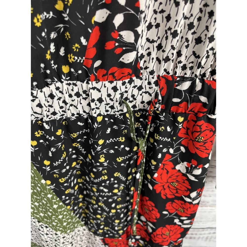 Libby Edelman Dress Women's SZ S Multi Patchwork Floral Boho Midi Long Sleeve Be - Picture 6 of 11